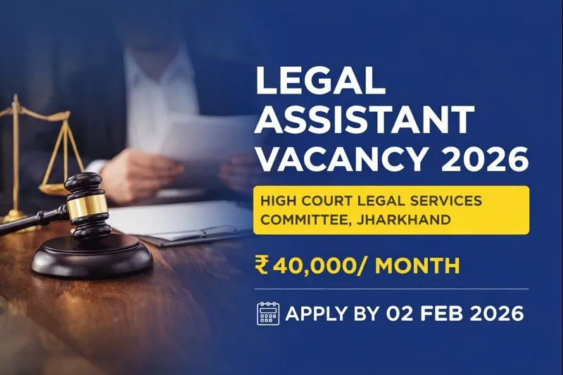 Legal Assistant Job 2026 – High Court, Jharkhand (₹40,000/Month): Apply by Feb 02 Legal Assistant Job at Jharkhand High Court