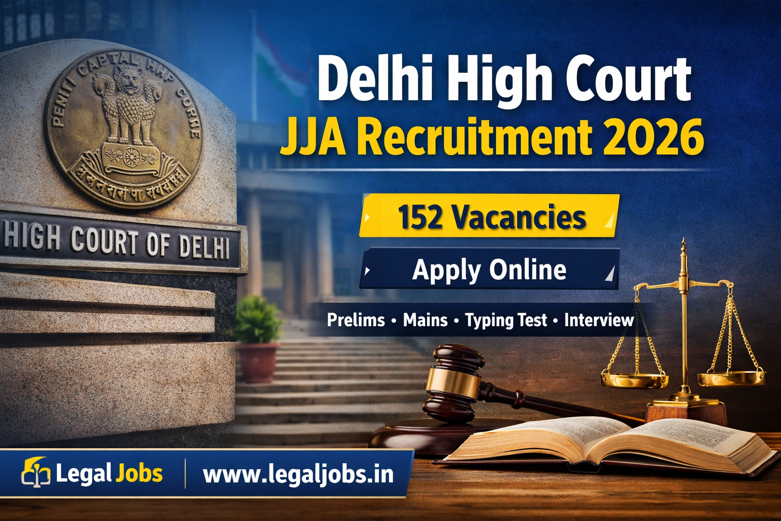 Delhi High Court JJA Recruitment 2026 – Apply Online for 152 Vacancies