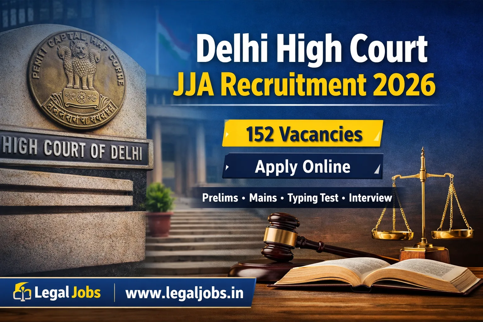 Delhi High Court JJA Recruitment 2026 – Apply Online for 152 Vacancies