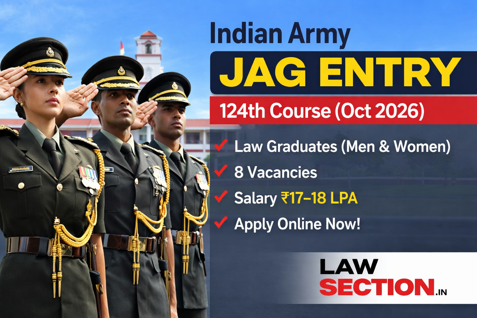 Indian Army JAG Entry Scheme 124th Course (Oct 2026)