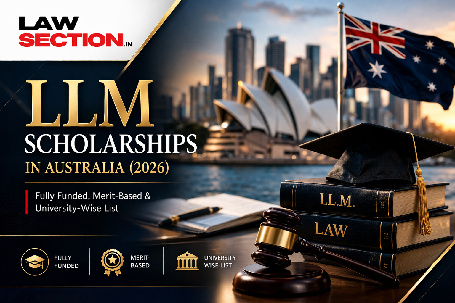 LLM Scholarships in Australia (2026) – Fully Funded, Merit-Based & University-Wise List