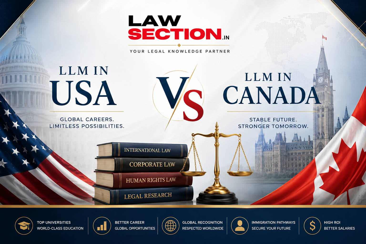 LLM in USA vs LLM in Canada (2026): Which Country Is Better for International Lawyers? LLM in USA vs LLM in Canada (2026): Which Country Is Better for International Lawyers?