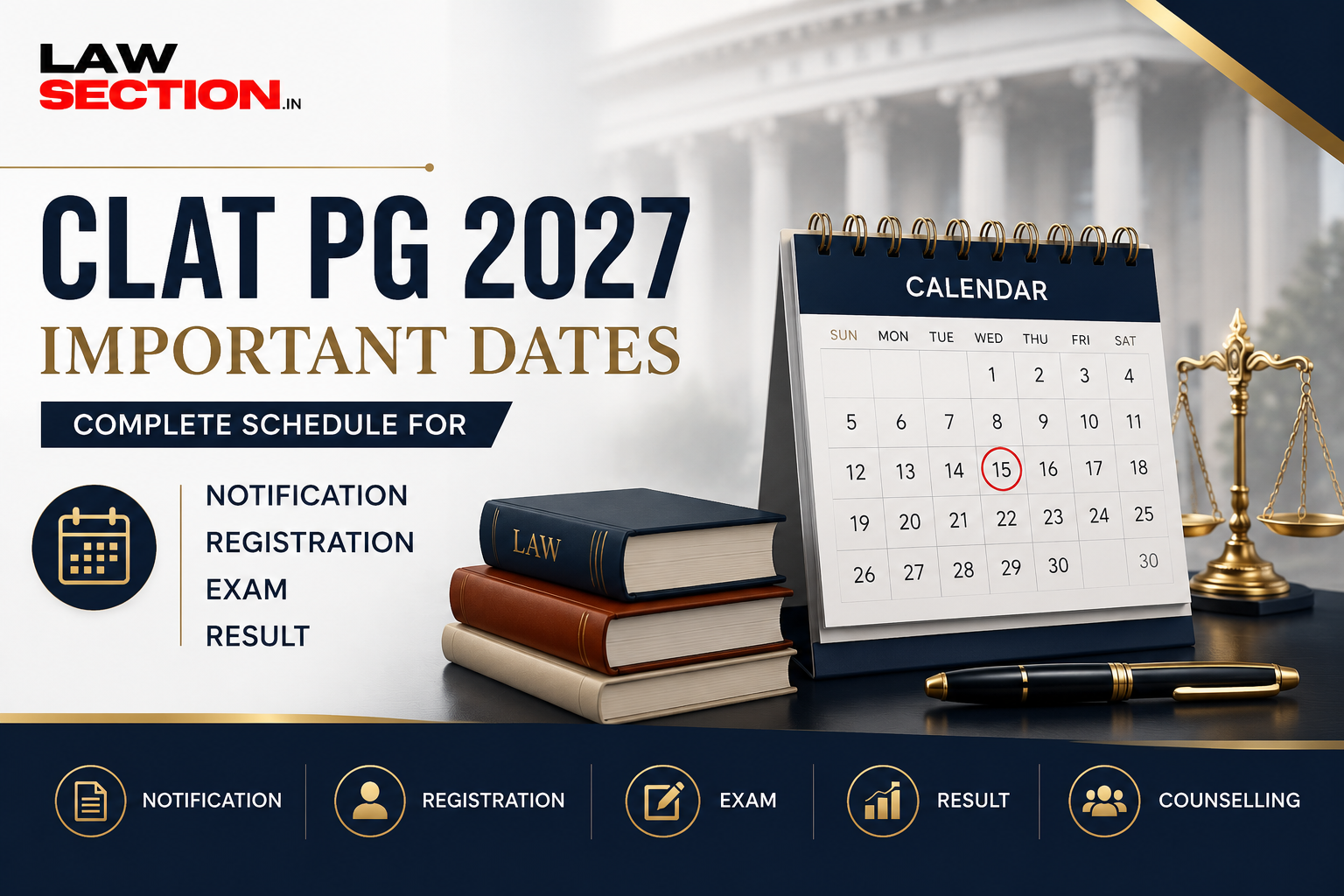 CLAT PG 2027 Important Dates: Complete Schedule for Notification, Registration, Exam & Result